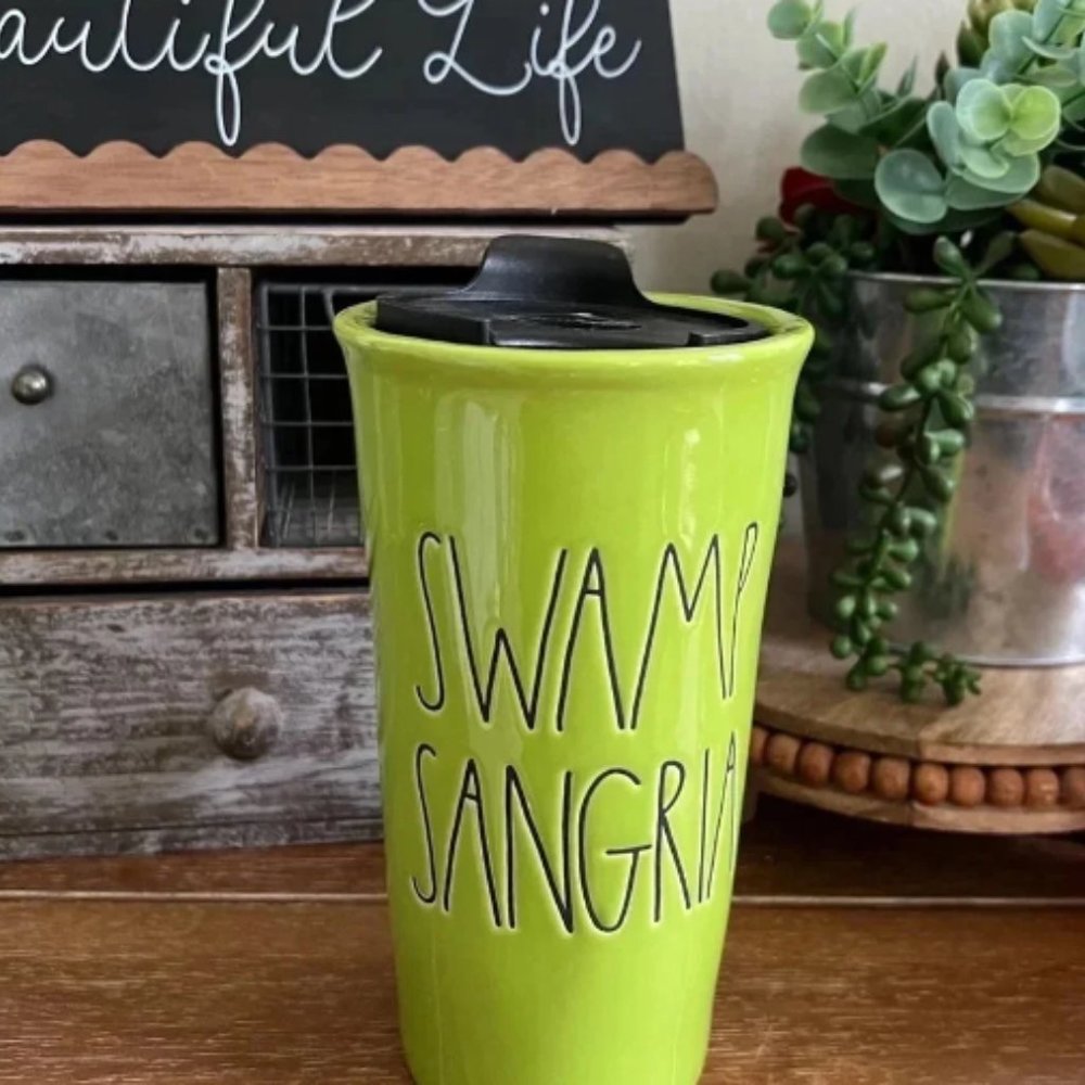 NWT Rae Dunn Artisan Swamp Sangria Travel Mug - Green 12oz Hot/Cold